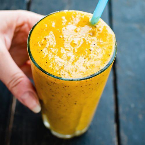 tropical fruits in a glass