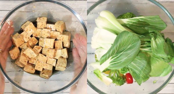 tofu marinade. vegetables in a bowl