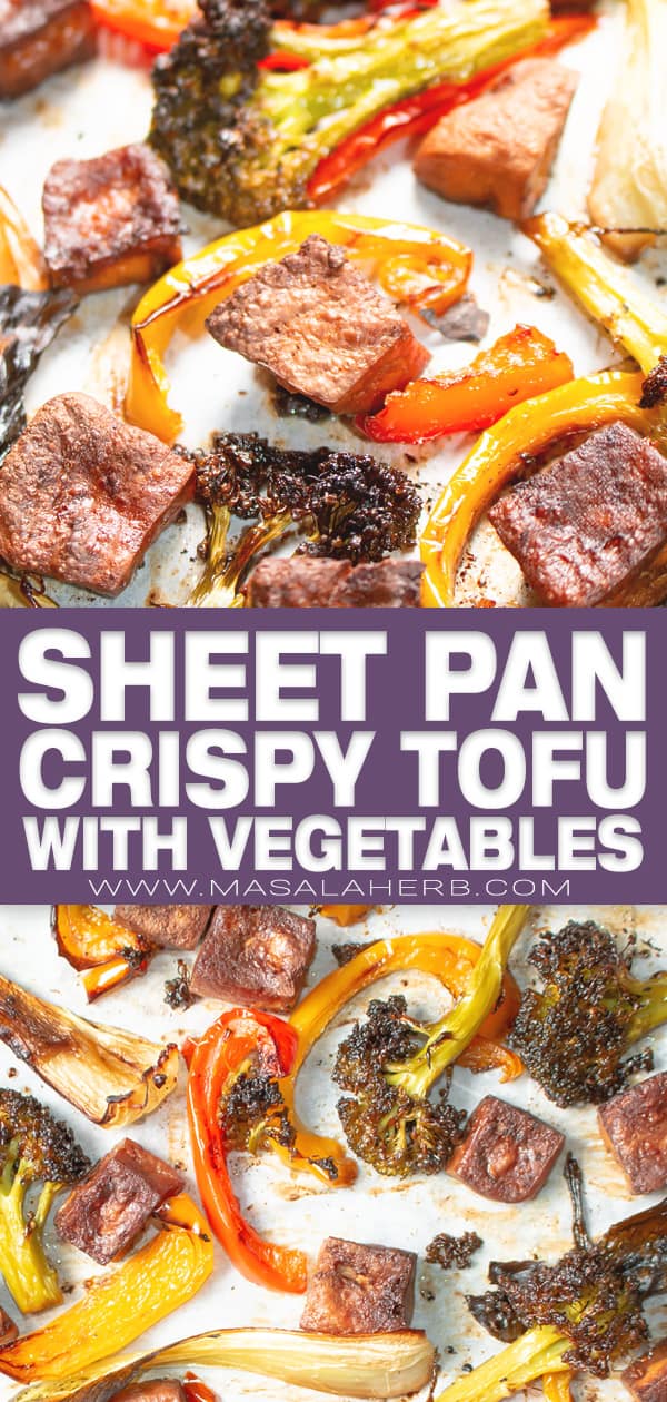 Crispy baked Tofu with Vegetables (Sheet Pan) pin