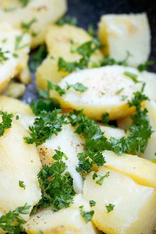 parsley and potatoes close up