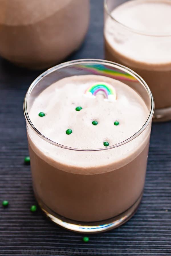 Irish cream for st.patrick's day in glass with deco