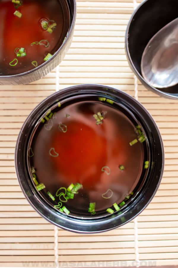 misoshiru soup bowl bird view