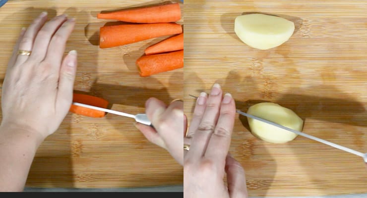 cut carrot and potatoes