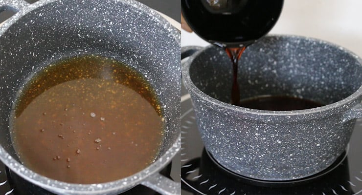add ingredients to pot for teriyaki sauce