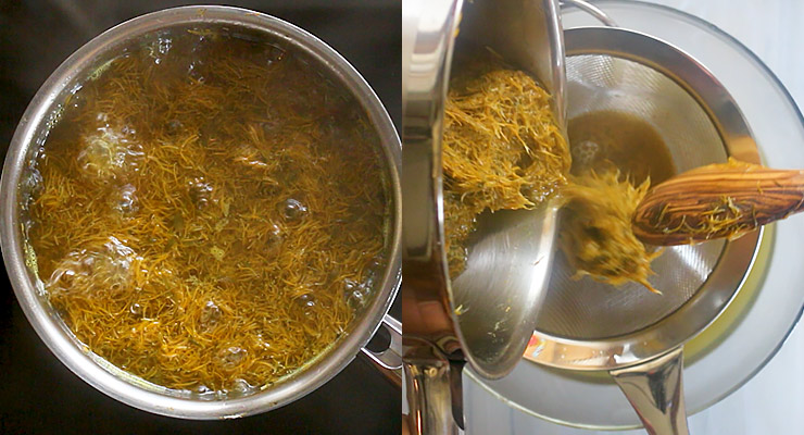 boil dandelion in water and strain