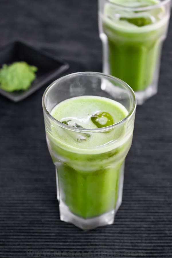 cold matcha tea in a glass