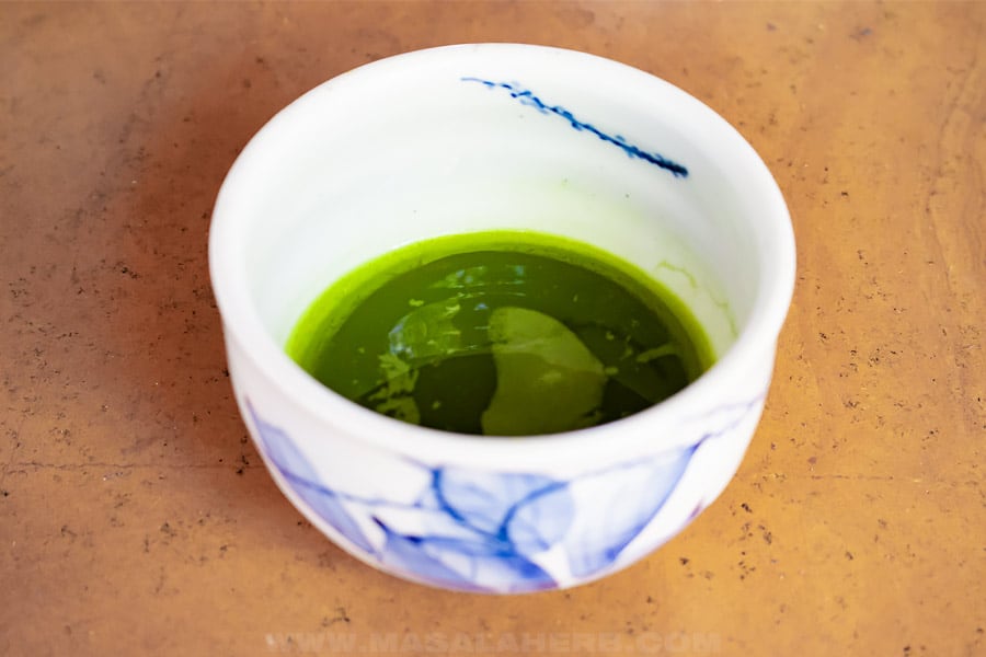 matcha tea in a ceremonial tea cup