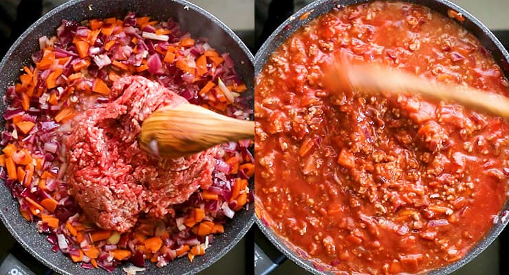 meat Bolognese Sauce in a pan