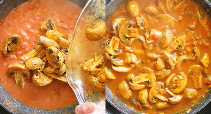 add mushrooms and cook tikka masala