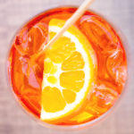 close up of aperol spritz