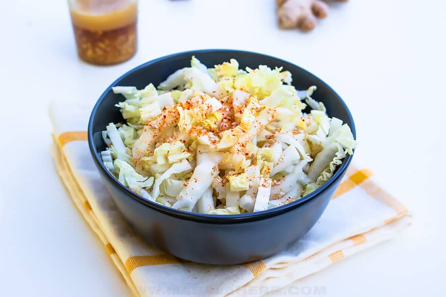 ginger dressing with chinese cabbage in a bowl