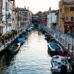 cannal and boats in the evening in venice