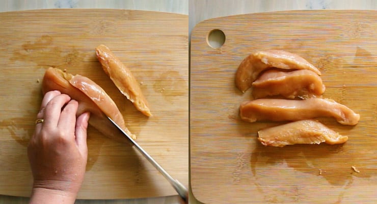 cut chicken breast tenderloin into tenders