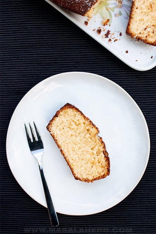 coconut cake slice on a plate