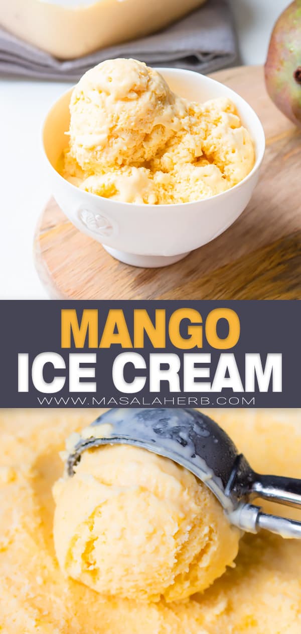 mango ice cream recipe pin image
