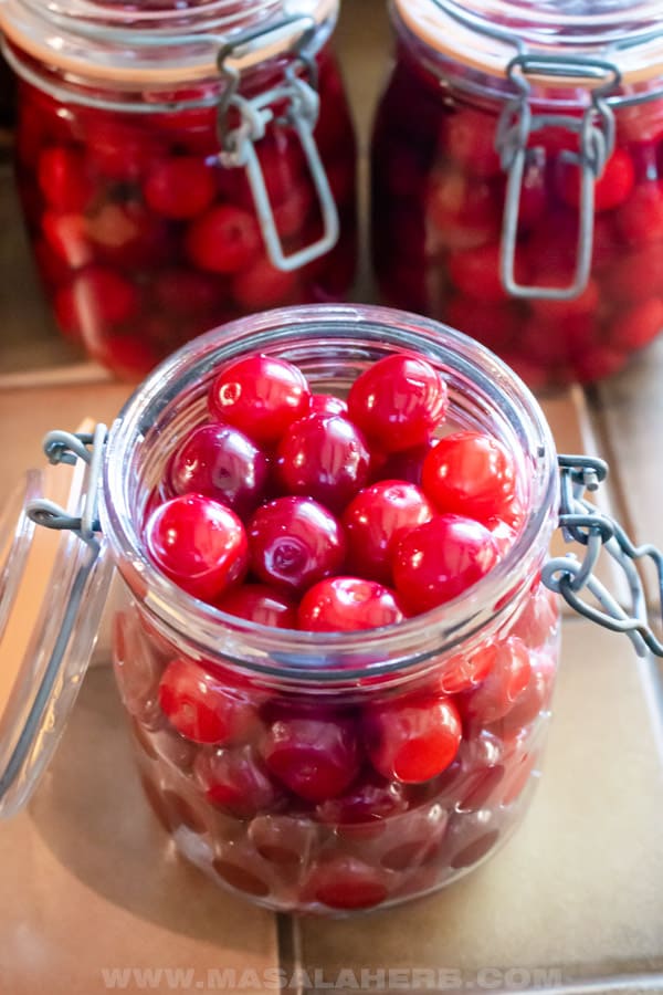 fill jar with cherries