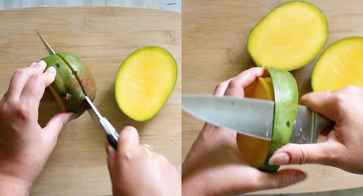 cut mango and peel
