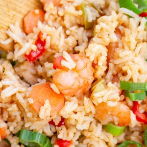 asian fried rice with shrimps