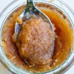 homemade apple butter in a spoon