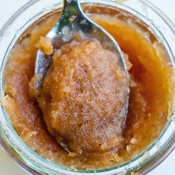 apple butter in a spoon