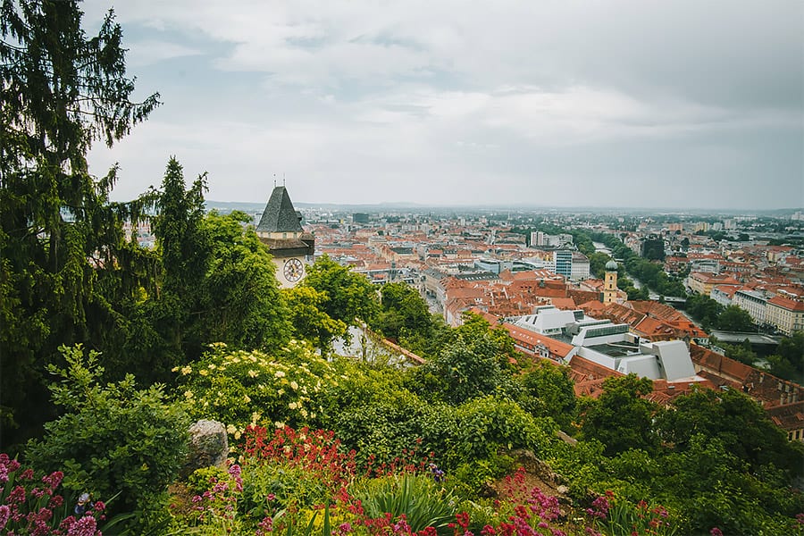 Graz city and the schlossberg