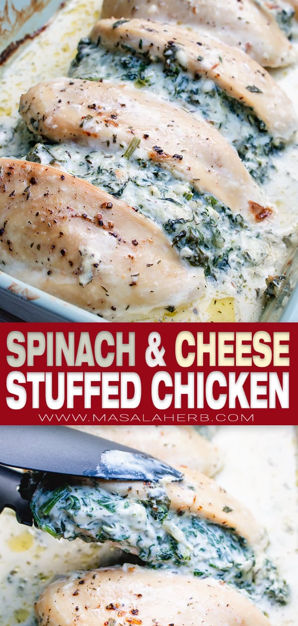 Cream Cheese Spinach Stuffed Chicken Breast Recipe pin image