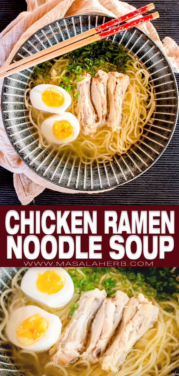 chicken ramen noodle soup pin image