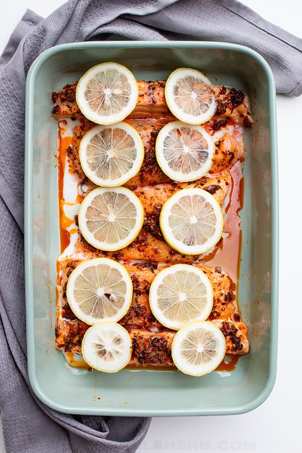 baked salmon with spices cooked