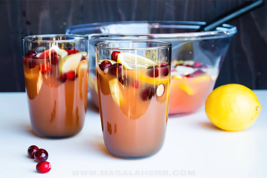 christmas punch served in glasses