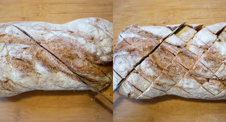 cut bread loaf into grid design