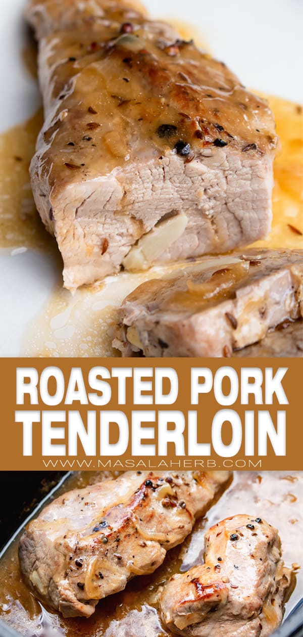 Roasted Pork Tenderloin with Garlic Recipe pin image