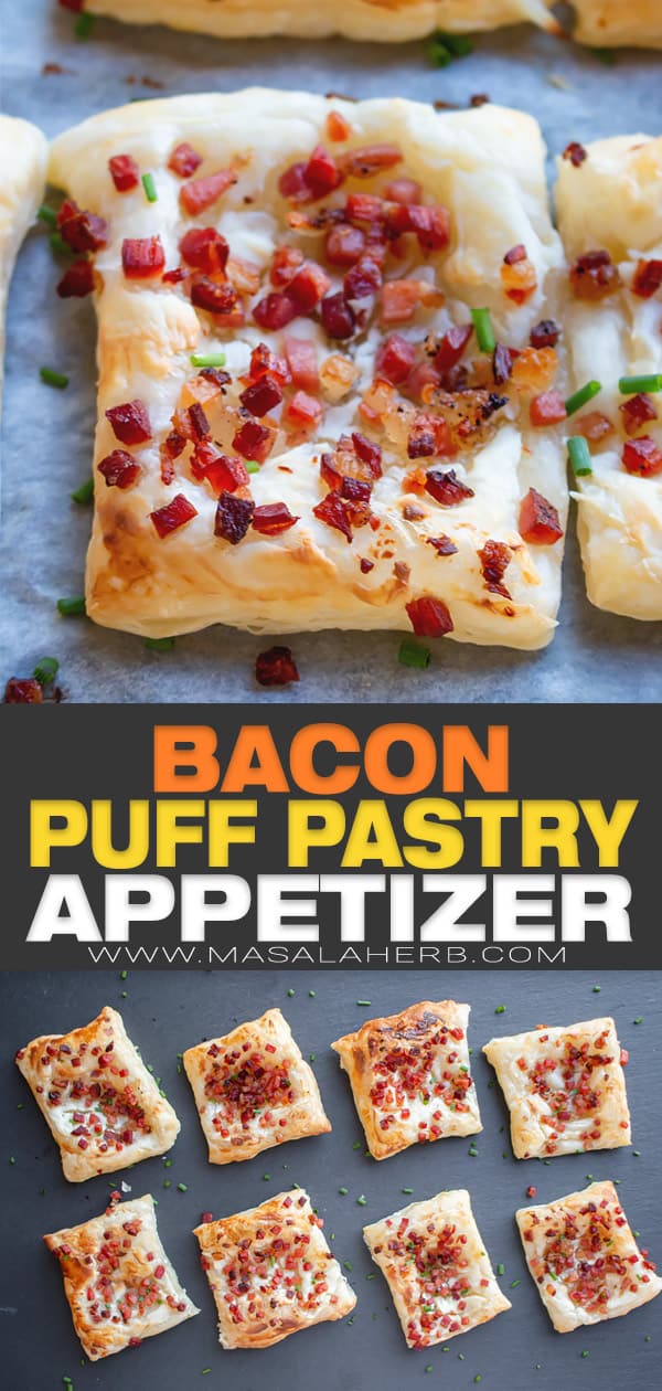 bacon puff pastry appetizer pin image