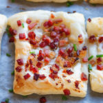 cream cheese and bacon on puff pastry