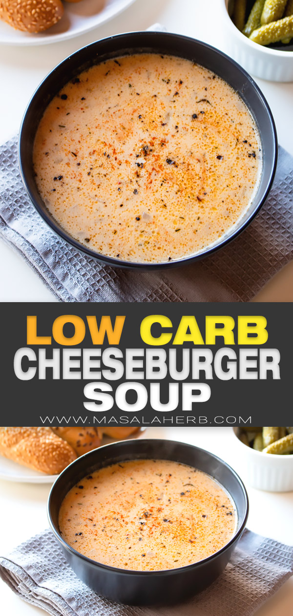 Low Carb Cheeseburger Soup pin image