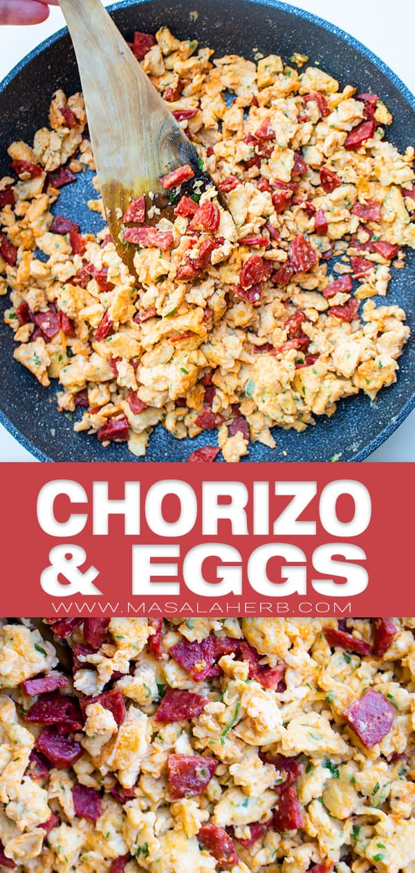 Chorizo and Eggs Recipe pin image