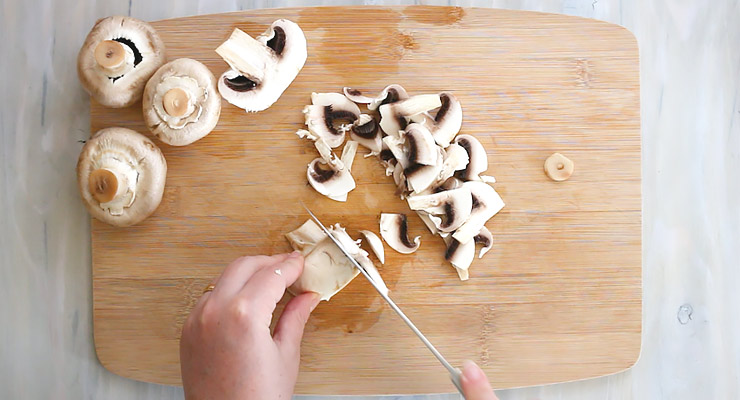 slice mushrooms