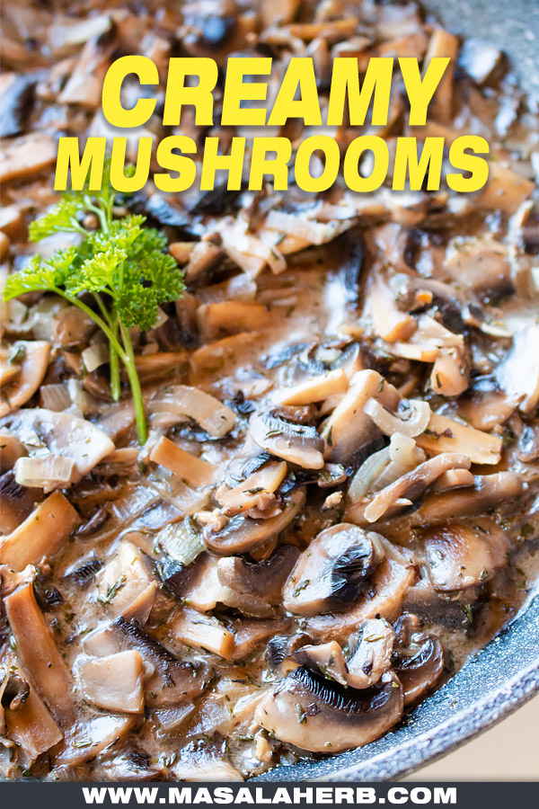 skillet cooked sliced creamy mushrooms