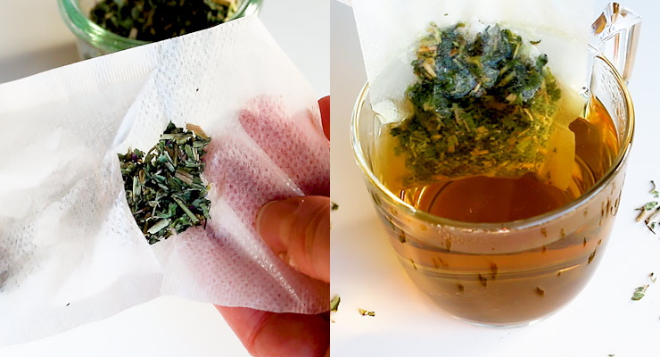 fill tea bag with oregano and infuse boiled water with it