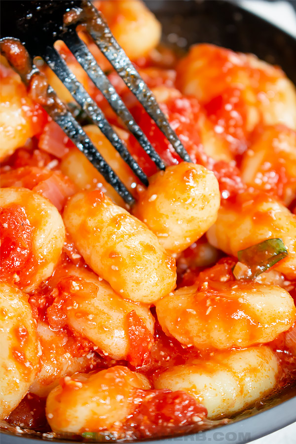 tomato pomodoro sauce and gnocchi close up