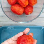 close up peeled tomatoes