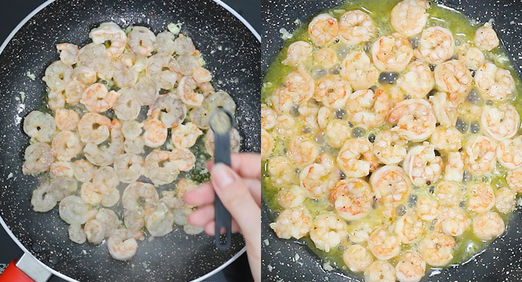 season shrimp and cook on all sides