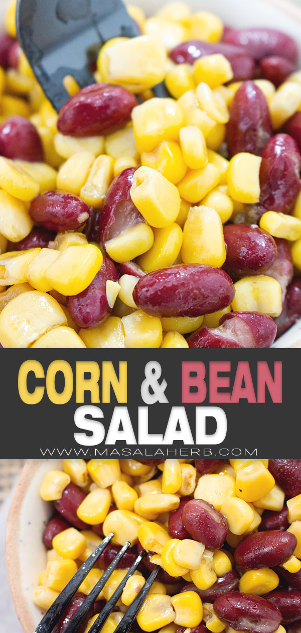 5 mins Corn and Bean Salad Recipe pin image