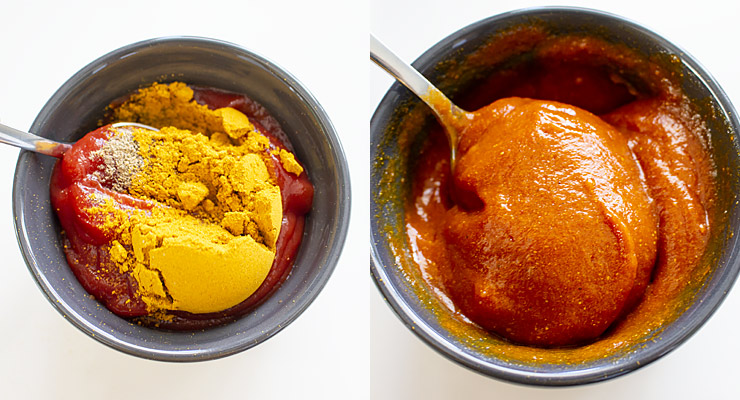 combine curry powder and ketchup