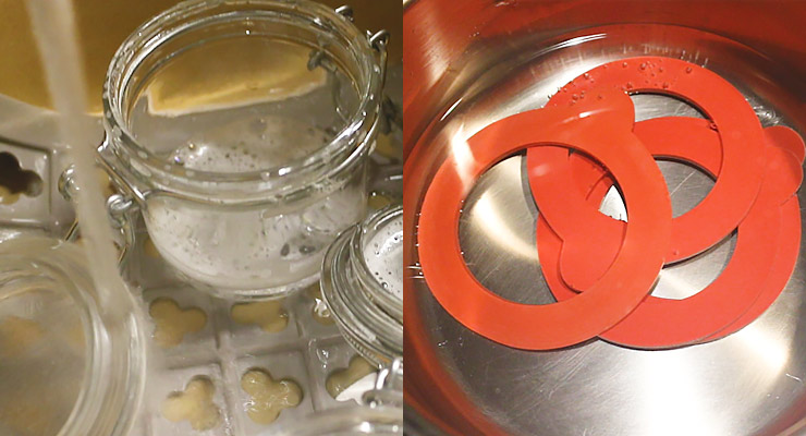 wash jars and boil rubber gasket