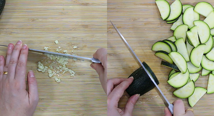 chop garlic slice zucchini