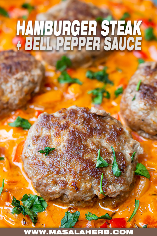 Skillet Hamburger Steak with Bell Pepper Sauce pin image