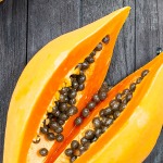 papaya fruit close up top down