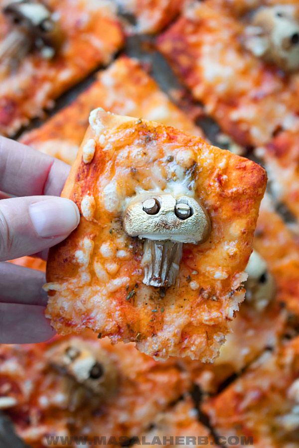 mushroom pizza bites for halloween