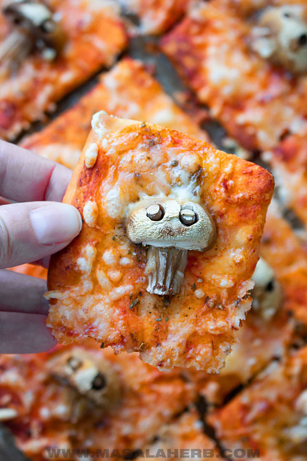 mushroom pizza bites for halloween