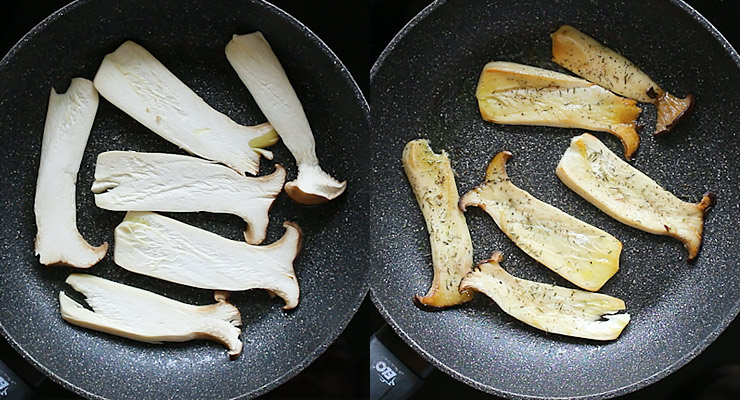 cook and season sliced mushrooms